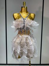 Luxury Birthday Dress Women Sexy White Crystal Transparent Wings Mini Dress Nightclub Evening Party Singer Stage Perform Costume